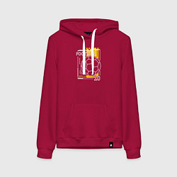 Толстовка-худи хлопковая женская Футбол - лучшая игра в мире, цвет: маджента