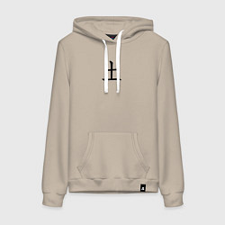 Толстовка-худи хлопковая женская Суббота японским иероглифом, цвет: миндальный