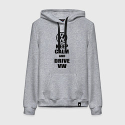 Толстовка-худи хлопковая женская Keep Calm & Drive VW, цвет: меланж
