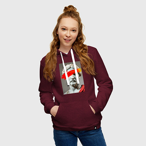 Женская толстовка-худи Античная статуя с красным штрихом / Меланж-бордовый – фото 3