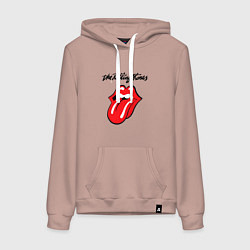 Толстовка-худи хлопковая женская Rolling Stones - logo, цвет: пыльно-розовый