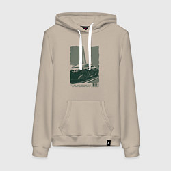 Толстовка-худи хлопковая женская Постер спорткара, цвет: миндальный