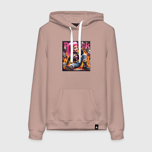 Женская толстовка-худи Barbie singer - punks not dead / Пыльно-розовый – фото 1