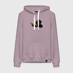 Толстовка-худи хлопковая женская Мартышка с бананом, цвет: сиреневый
