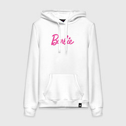 Толстовка-худи хлопковая женская Барби надпись, цвет: белый
