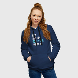 Толстовка-худи хлопковая женская Еда сон велик, цвет: тёмно-синий — фото 2
