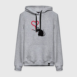 Толстовка-худи хлопковая женская Rat heart, цвет: меланж