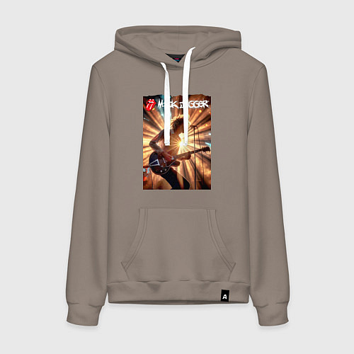 Женская толстовка-худи Mick Jagger - lead singer of The Rolling Stones / Утренний латте – фото 1