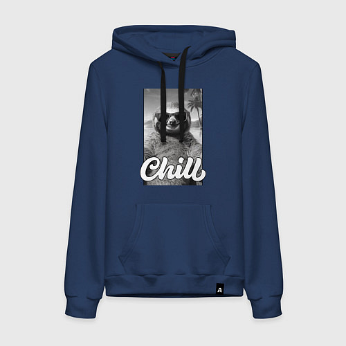 Женская толстовка-худи Sloth - chill - настроение у ленивца чилить в отпу / Тёмно-синий – фото 1