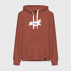 Толстовка-худи хлопковая женская Россия карта, цвет: кирпичный