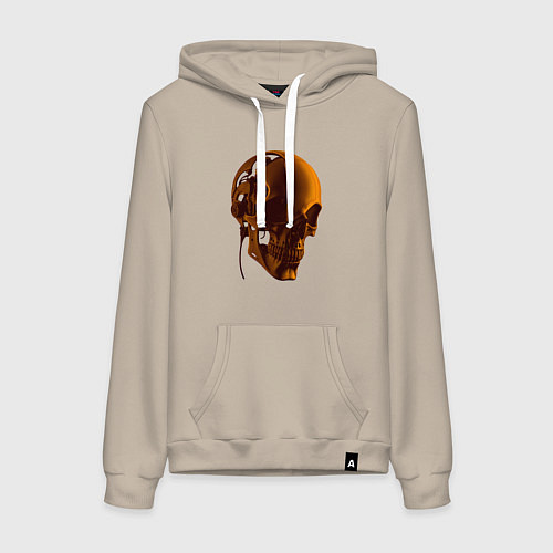 Женская толстовка-худи Оранжевый череп в тенях / Миндальный – фото 1