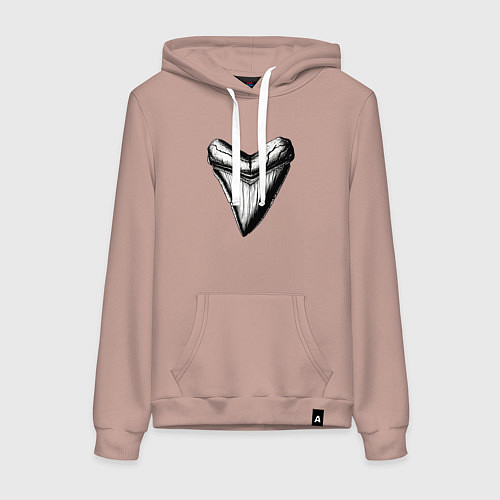 Женская толстовка-худи Зуб мегалодона / Пыльно-розовый – фото 1