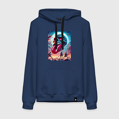 Женская толстовка-худи Rolling Stones - skull transformation / Тёмно-синий – фото 1