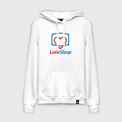 Толстовка-худи хлопковая женская Люблю спать, цвет: белый