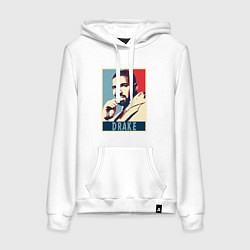 Толстовка-худи хлопковая женская Drake obey, цвет: белый