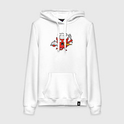 Толстовка-худи хлопковая женская Дьяволёнок шеф, цвет: белый