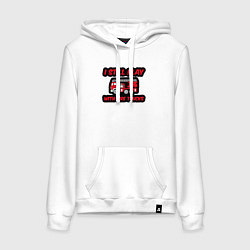 Толстовка-худи хлопковая женская До сих пор играю с пожарными машинами, цвет: белый