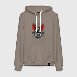 Толстовка-худи хлопковая женская Темные ангелы инсигния, цвет: утренний латте