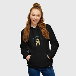 Толстовка-худи хлопковая женская Качели и космонавт, цвет: черный — фото 2