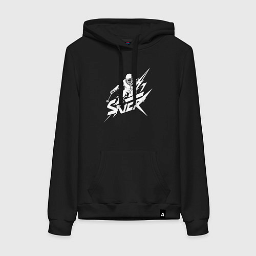 Женская толстовка-худи Лыжник и молния / Черный – фото 1