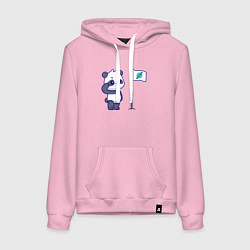 Толстовка-худи хлопковая женская Флаг панды, цвет: светло-розовый