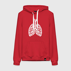 Толстовка-худи хлопковая женская Дыхание жизни, цвет: красный