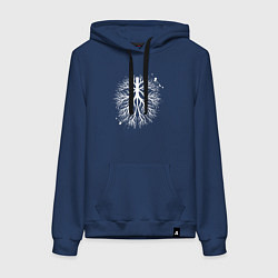 Толстовка-худи хлопковая женская Бронхи, цвет: тёмно-синий