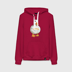 Толстовка-худи хлопковая женская Милая смущенная уточка гусь мем, цвет: маджента