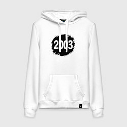 Толстовка-худи хлопковая женская Черный штрих 2003, цвет: белый