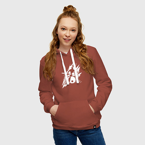 Женская толстовка-худи Ритм энергии барабанщика / Кирпичный – фото 3