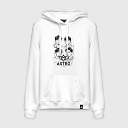 Толстовка-худи хлопковая женская Astro черно-белый рисунок, цвет: белый