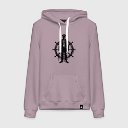 Толстовка-худи хлопковая женская Капитан и штурвал граффити, цвет: сиреневый
