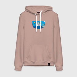 Толстовка-худи хлопковая женская Айсберг и мишка, цвет: пыльно-розовый