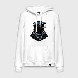 Толстовка-худи хлопковая женская Птица в кепке, цвет: белый