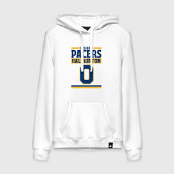 Толстовка-худи хлопковая женская Indiana Pacers - Haliburton, цвет: белый