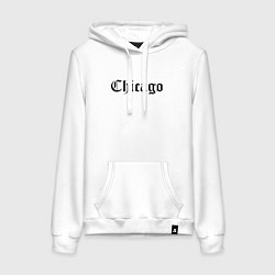 Толстовка-худи хлопковая женская Chicago Illinois - USA, цвет: белый
