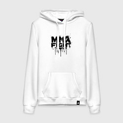 Толстовка-худи хлопковая женская MMA боец черной краской, цвет: белый