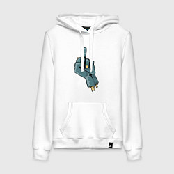 Толстовка-худи хлопковая женская Zombie fuck, цвет: белый