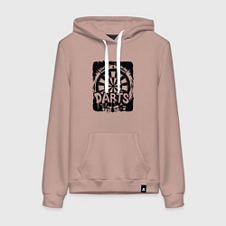 Толстовка-худи хлопковая женская Дартс мишень в квадрате, цвет: пыльно-розовый