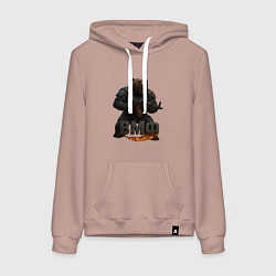 Толстовка-худи хлопковая женская ВМФ стреляющий медведь, цвет: пыльно-розовый