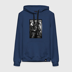 Толстовка-худи хлопковая женская XXXTentacion у зеркала, цвет: тёмно-синий