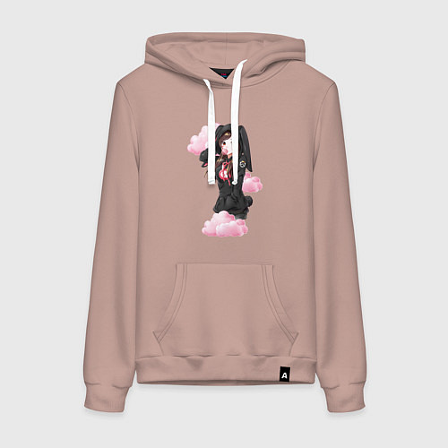 Женская толстовка-худи Аниме девочка в нежных облаках / Пыльно-розовый – фото 1