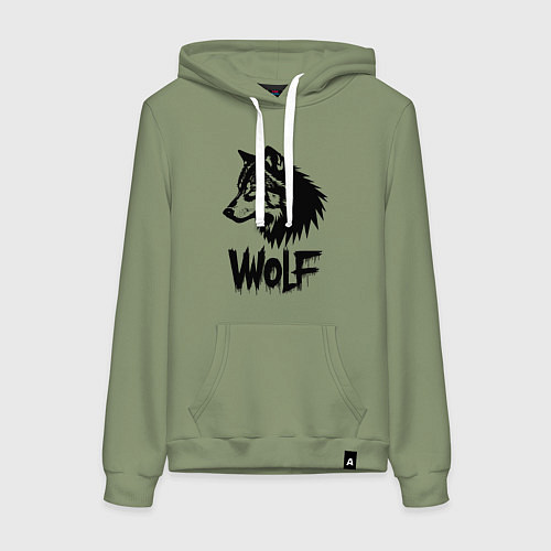 Женская толстовка-худи Волк в стиле граффити / Авокадо – фото 1