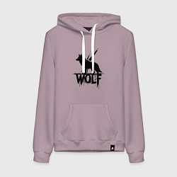 Толстовка-худи хлопковая женская Волк на страже, цвет: сиреневый
