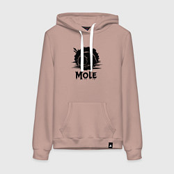Толстовка-худи хлопковая женская Крот в круге, цвет: пыльно-розовый