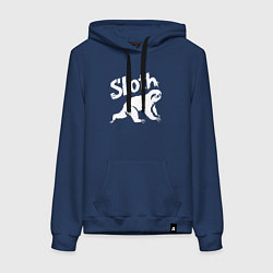Толстовка-худи хлопковая женская Граффити ленивец, цвет: тёмно-синий