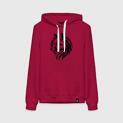 Толстовка-худи хлопковая женская Лисий логотип, цвет: маджента