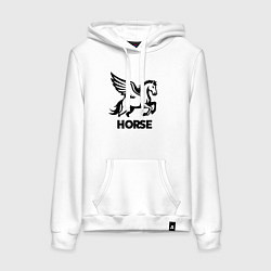 Толстовка-худи хлопковая женская Крылатый конь, цвет: белый