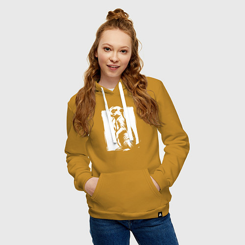 Женская толстовка-худи Сурикат в рамке / Горчичный – фото 3