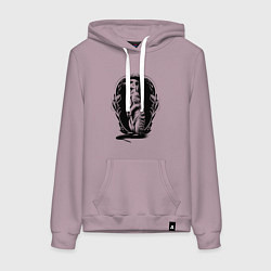 Толстовка-худи хлопковая женская Сурикат на орнаменте, цвет: сиреневый